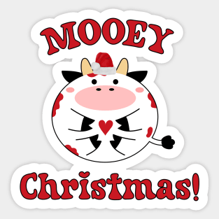 Mooey Christmas Xmas Highland Cow Santa Hat Love Christmas Sticker